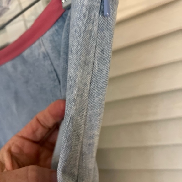 Christopher & Banks Denim Skirt with Pink and Green Stripes - Picture 3 of 7